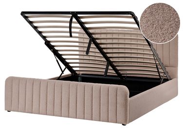 Lit ottoman Bouclé LUNAN 160 x 200 cm Taupe