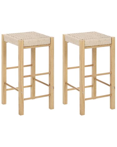 Lot de 2 tabourets de bar EMBRUN Bois Marron clair
