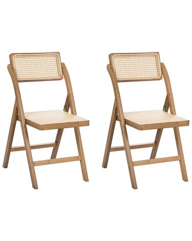 Lot de 2 chaises de salle à manger Pliant MODANE Bambou Marron