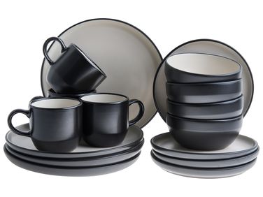 Set de 16 couverts de table NUTMEG Grès Noir