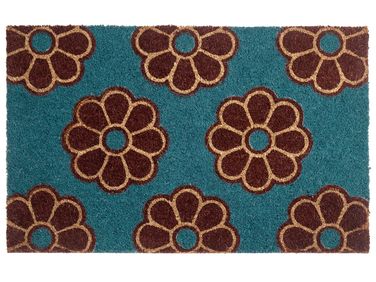 Paillasson KULIK Bleu 50 x 80 cm Fleur Fibre de coco