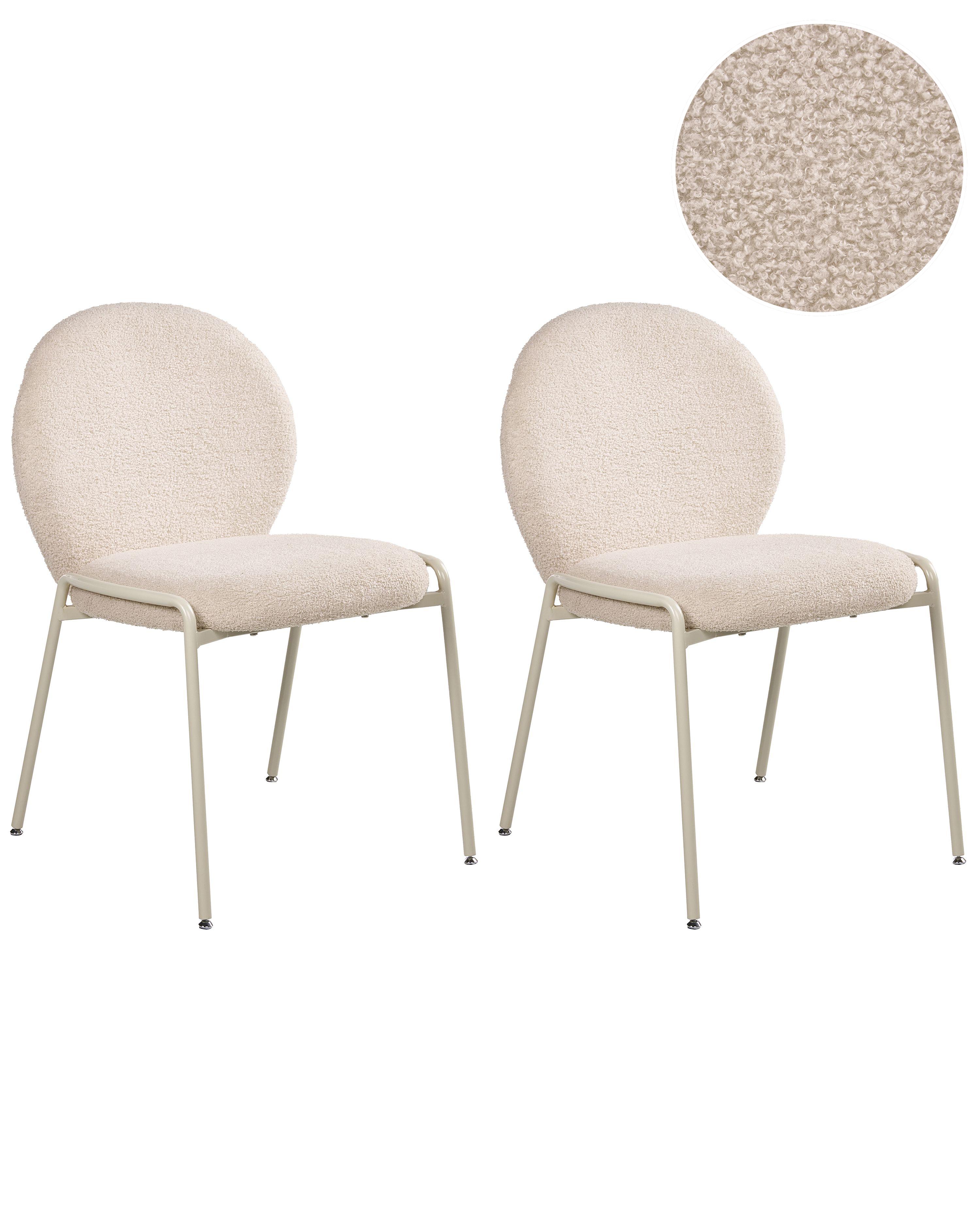 Lot de 2 chaises ELLIE Bouclé Beige clair