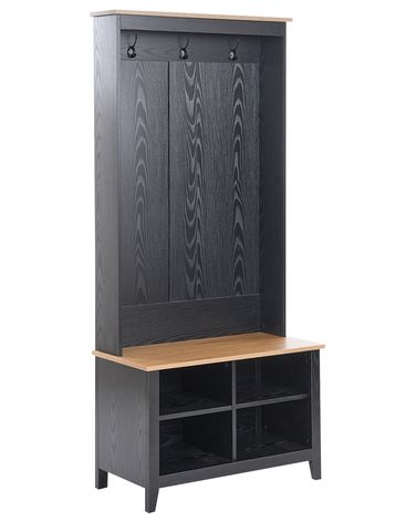 Rangement pour chaussures avec porte-manteau DURACK Noir/marron clair