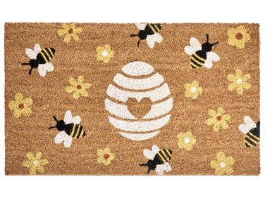 Paillasson KIGALIK Naturel 45 x 75 cm Abeille Fleur Fibre de coco