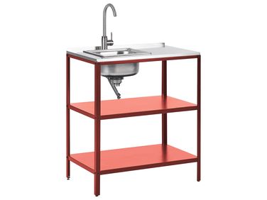 Ilot de cuisine extérieure avec évier VILAMA Métal Rouge