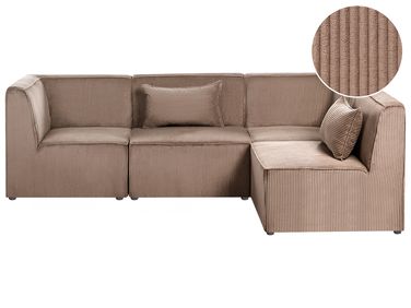 Modulaire hoekbank 4-zits LEMVIG Corduroy Zandbeige linkszijdig