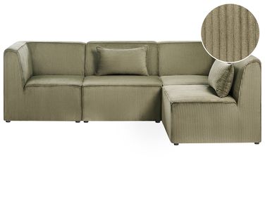 Modulaire hoekbank 4-zits LEMVIG Corduroy Groen linkszijdig