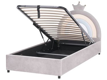 Lit ottoman enfant Couronne Velours GRISETOT 90 x 200 cm Gris