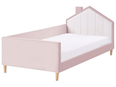 Lit d'enfant Maison Velours KERVAN 90 x 200 cm Rose