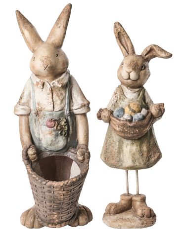 Lot de 2 statues de jardin CALCATA Lapin Multicolore