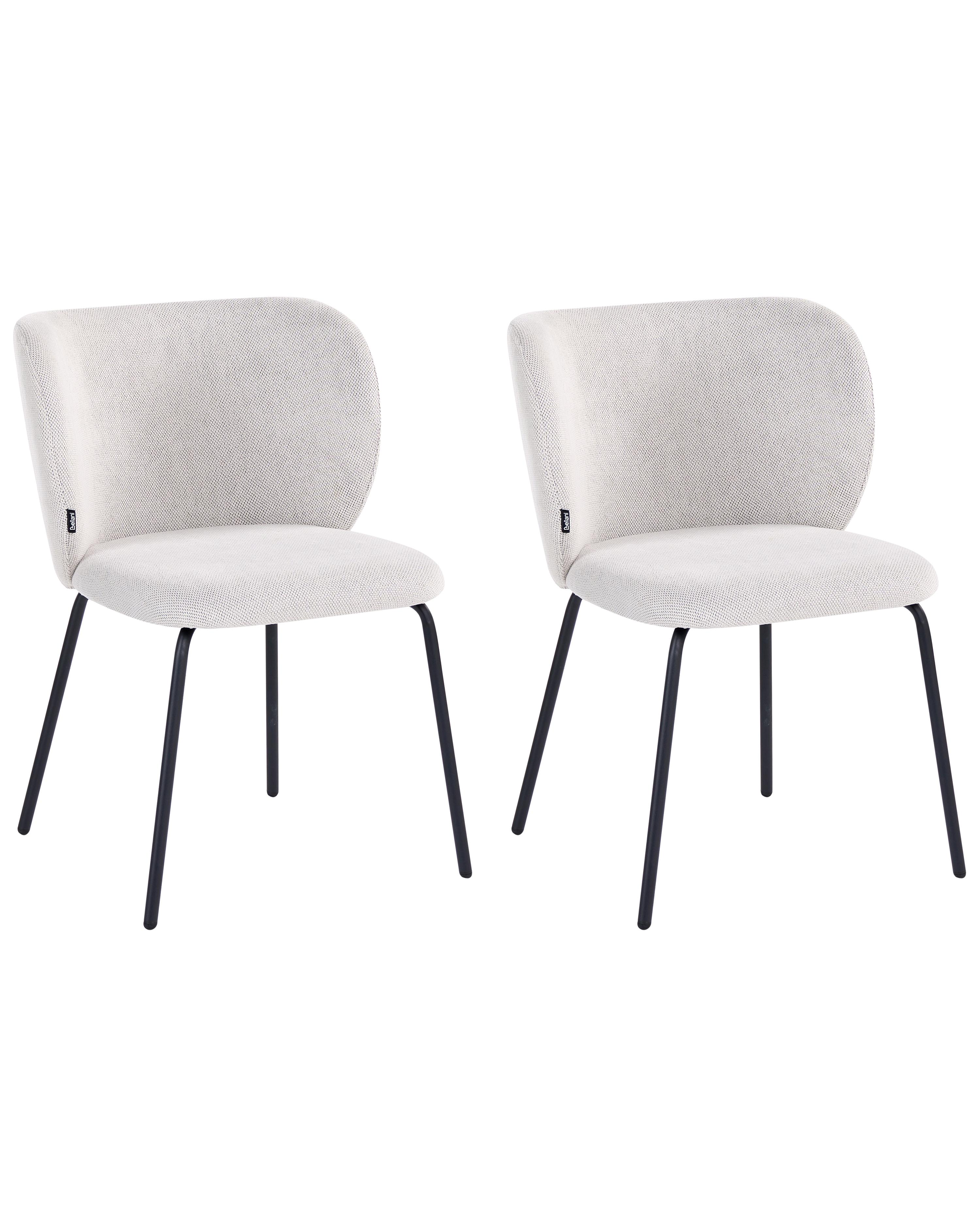 Lot de 2 chaises de salle à manger CALERA Tissu Blanc cassé
