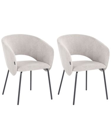 Lot de 2 chaises de salle à manger BLAKELY Tissu Blanc cassé