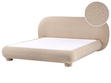 Lit avec sommier Bouclé BAYEL 160 x 200 cm Taupe