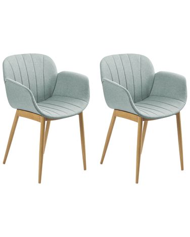 Lot de 2 chaises de salle à manger ALICE Tissu Vert menthe