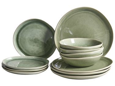 Set de 12 couverts de table HOPS Grès Vert