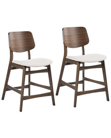 Lot de 2 chaises de bar MAYER Bois Blanc cassé/marron