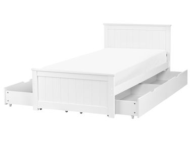 Lit avec 4 tiroirs Bois de pin SABRAN 90 x 200 cm Blanc