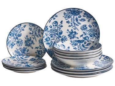 Set de 12 couverts de table BASIL Porcelaine Bleu