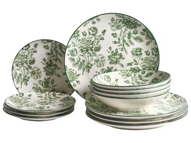 Set de 12 couverts de table BASIL Porcelaine Vert