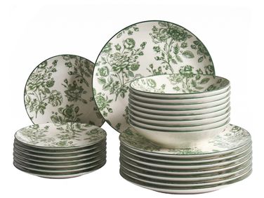 Set de 24 couverts de table BASIL Porcelaine Vert
