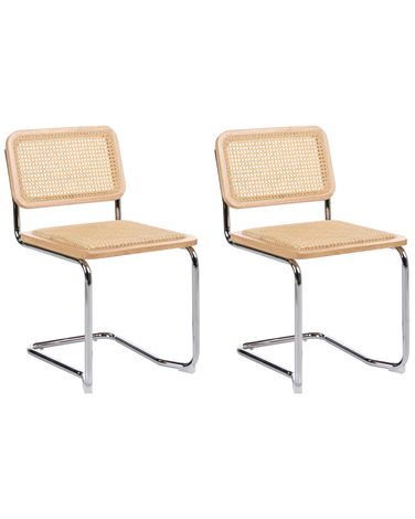 Lot de 2 chaises de salle à manger CORDOVA Rotin Marron clair