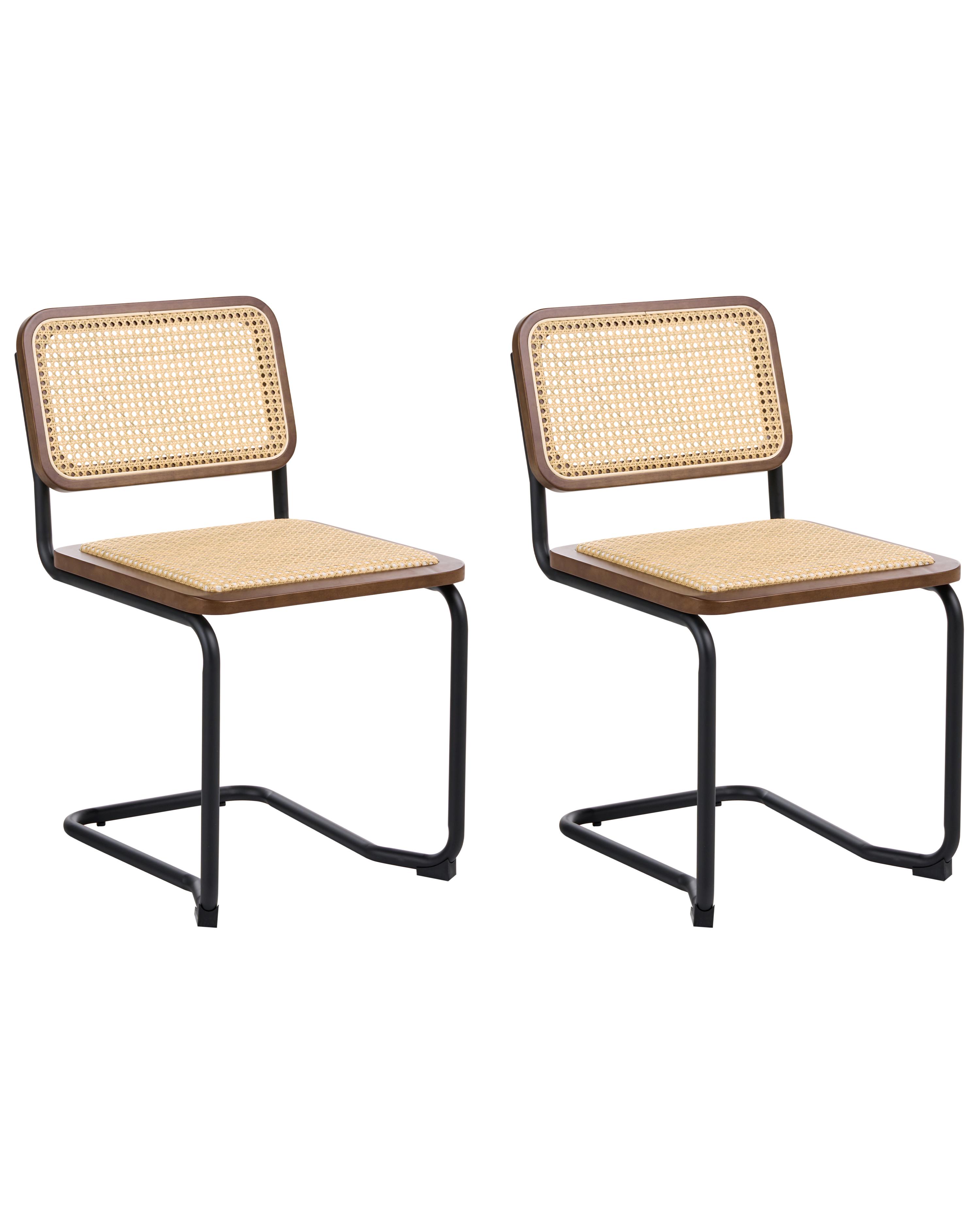 Lot de 2 chaises de salle à manger CORDOVA Rotin Marron
