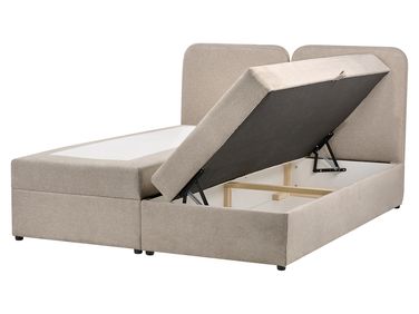 Lit boxspring avec rangement Tissu CHANCELLOR 160 x 200 cm Taupe