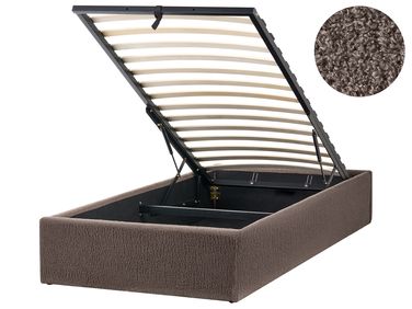 Lit ottoman sans tête de lit Bouclé DINAN 90 x 200 cm Taupe