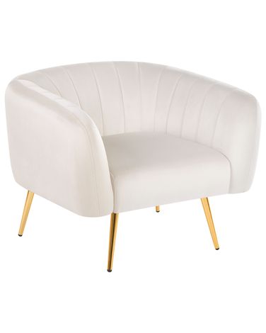 Fauteuil LACONIA Fluweel Gebroken wit