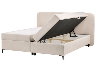 Lit boxspring avec rangement Tissu REGENT 180 x 200 cm Beige clair