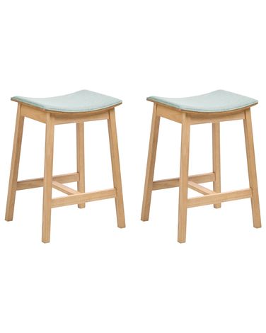 Lot de 2 tabourets de bar DIXON Bois Marron clair/menthe