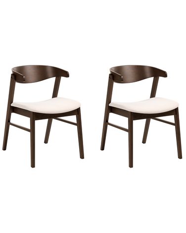 Lot de 2 chaises de salle à manger LILLY Tissu Marron foncé/blanc cassé