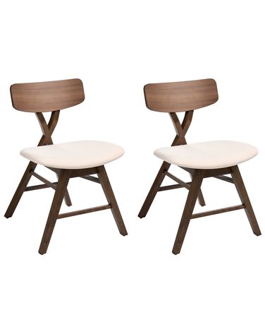 Lot de 2 chaises de salle à manger LELAND Bois Marron/blanc cassé