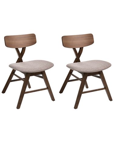 Lot de 2 chaises de salle à manger LELAND Bois Marron/taupe