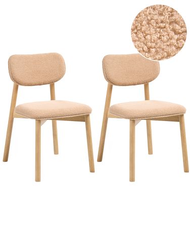 Lot de 2 chaises de salle à manger MILLS Bouclé Marron clair/beige