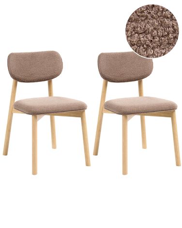 Lot de 2 chaises de salle à manger MILLS Bouclé Marron clair/taupe