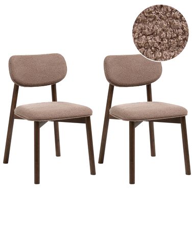 Lot de 2 chaises de salle à manger MILLS Bouclé Marron/taupe