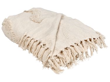 Plaid KHARI Katoen 200 x 200 cm Lichtbeige