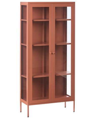 Glass Display Cabinet HARTY Metal 80 cm Golden Brown