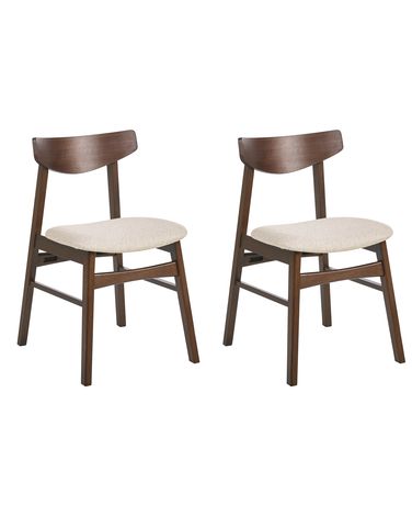 Lot de 2 chaises de salle à manger SMILEY Bois Marron/beige