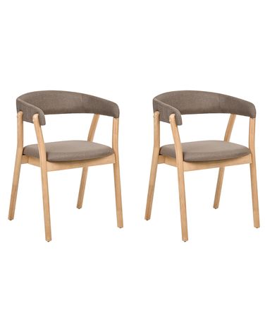 Lot de 2 chaises de salle à manger MYLO Tissu Marron clair/marron