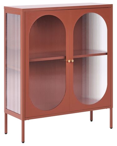 Glass Display Sideboard SARRE Metal 90 cm Golden Brown