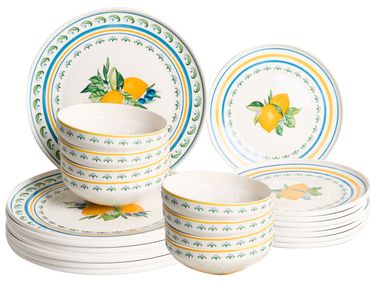 Set de 24 couverts de table TARRAGON Porcelaine Blanc/vert