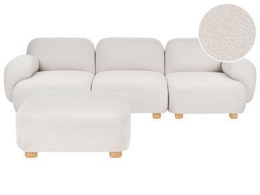Modulaire bank 3-zits AMLI Bouclé Gebroken wit met ottomaan