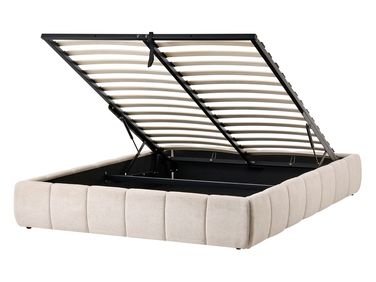 Lit ottoman sans tête de lit Tissu GENAS 140 x 200 cm Beige clair
