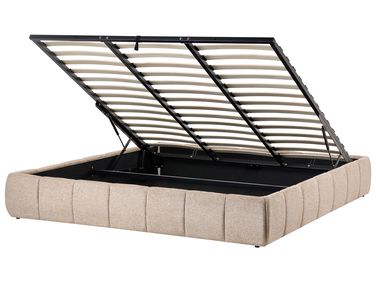 Lit ottoman sans tête de lit Tissu GENAS 180 x 200 cm Beige
