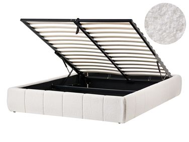 Lit ottoman sans tête de lit Bouclé GENAS 140 x 200 cm Blanc cassé