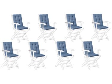 Lot de 8 coussins de jardin MAUI PREMIUM Bleu