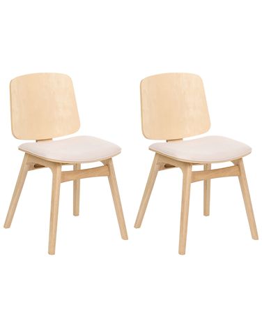 Lot de 2 chaises de salle à manger CHARLESTON Bois Marron clair/beige clair