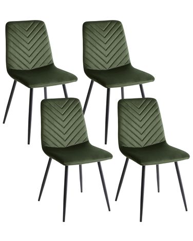 Lot de 4 chaises de salle à manger HAVRE Velours Vert olive